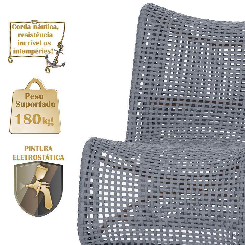 1 Poltrona E Mesa Texas Alumínio Marrom Corda Náutica Trama Prata - 4