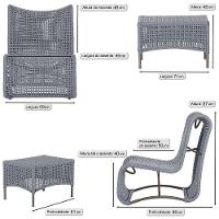 1 Poltrona E Mesa Texas Alumínio Marrom Corda Náutica Trama Prata - 2