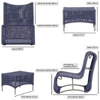 1 Poltrona E Mesa Texas Alumínio Fendi Corda Náutica Trama Azul - 2