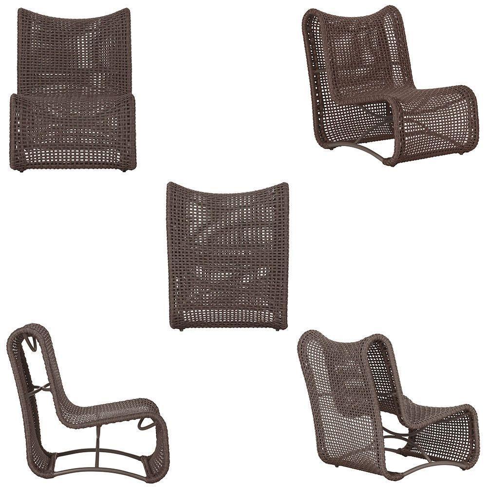 2 Poltronas E Mesa Texas Alumínio Preto Corda Náutica Trama Marrom - 5