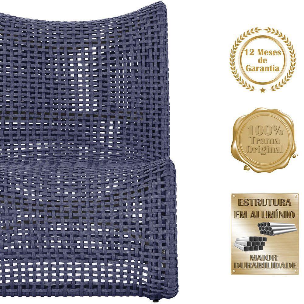 2 Poltronas E Mesa Texas Alumínio Preto Corda Náutica Trama Azul - 3