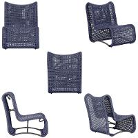 2 Poltronas E Mesa Texas Alumínio Preto Corda Náutica Trama Azul - 5