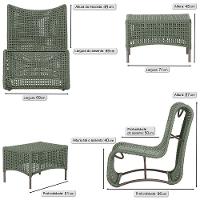 2 Poltronas E Mesa Texas Alumínio Marrom Corda Náutica Trama Verde - 3