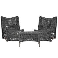 2 Poltronas E Mesa Texas Alumínio Marrom Corda Náutica Trama Preto - 1