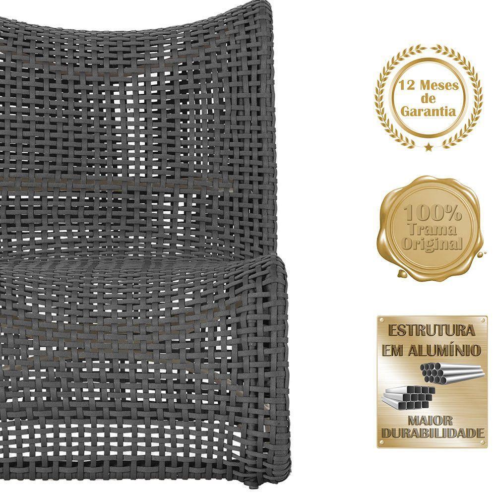 1 Poltrona E Mesa Texas Alumínio Fendi Corda Náutica Trama Preto - 2