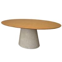 Mesa De Jantar Cone Oval 198x122 Cm Tampo Freijó Base Concreto Cor Cinza Claro - 10