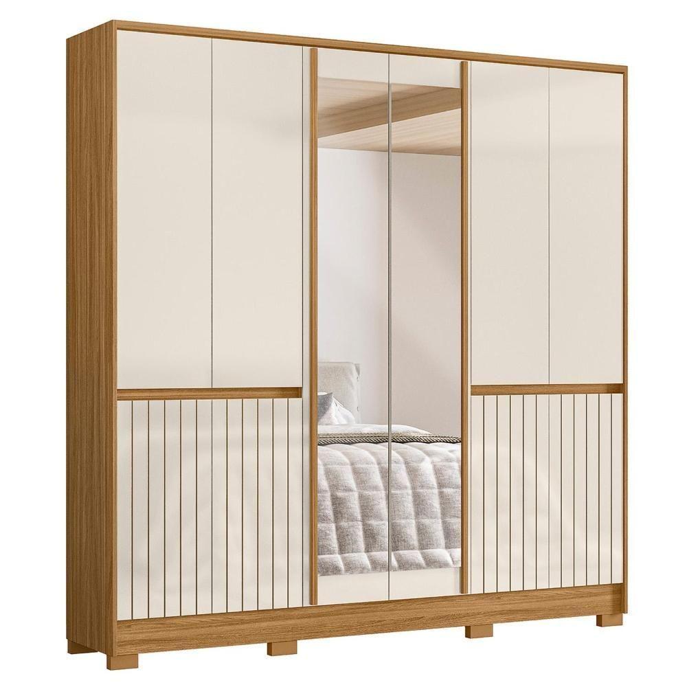 Guarda Roupa Casal Alasca 10 Portas Freijó/off White Com Espelho - Moval - 1