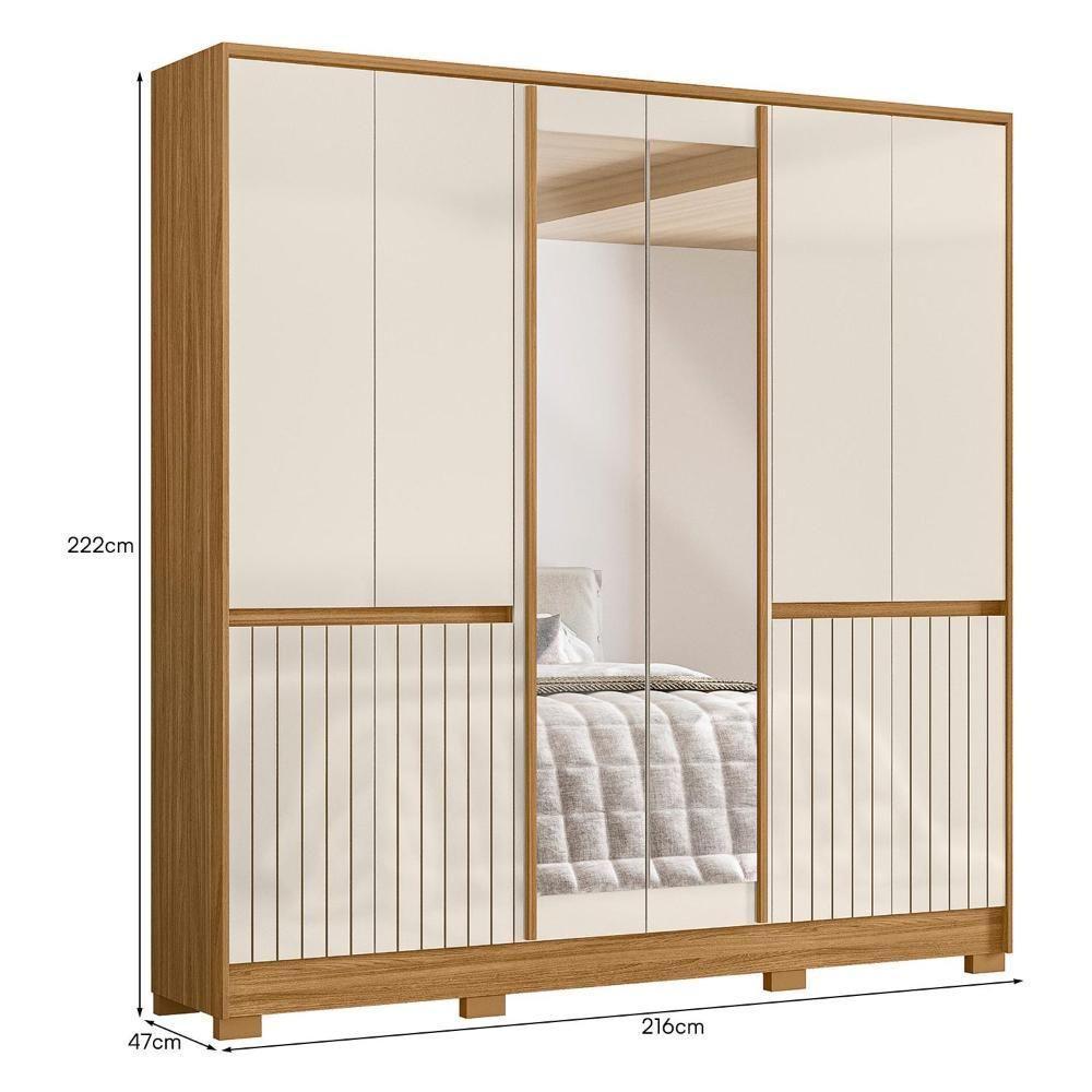 Guarda Roupa Casal Alasca 10 Portas Freijó/off White Com Espelho - Moval - 4