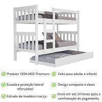 Treliche Auxiliar Branco Adulto Reforçada 100% Mdf Com Colchão Grande Confortável Quarto Compacto