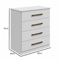 Cômoda 4 Gavetas Rubi Bronze Leifer Móveis Branco - 2