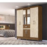 Roupeiro Streep Castanho Wood Avelã Wood Com Espelho - 2