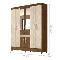 Roupeiro Streep Castanho Wood Avelã Wood Com Espelho - 4