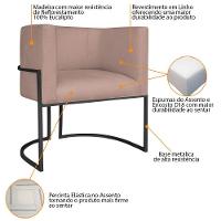 Kit Divã Luna 185cm Lado Esquerdo E 02 Poltronas Base De Ferro Preto Linho Rosê - 5