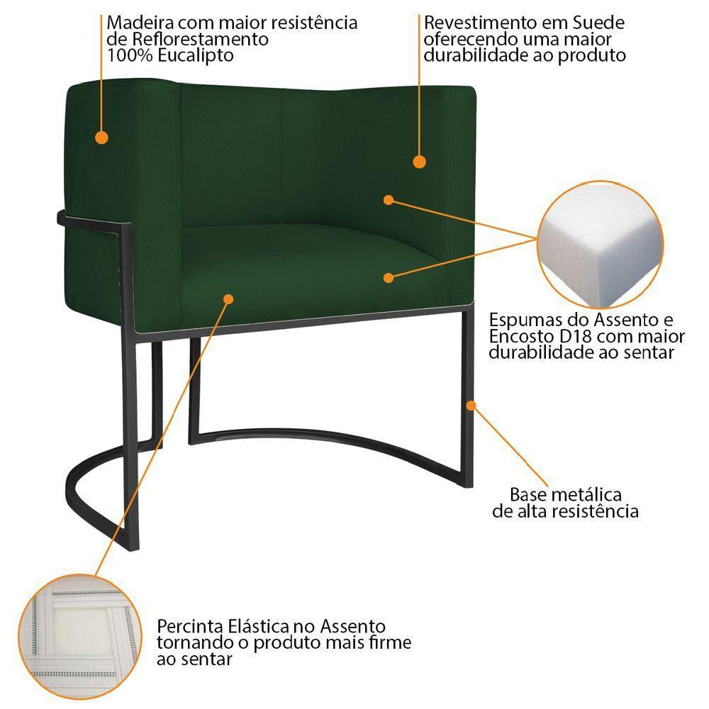 Kit Divã Luna 140cm Lado Esquerdo E 01 Poltrona Base De Ferro Preto Suede Verde - 5