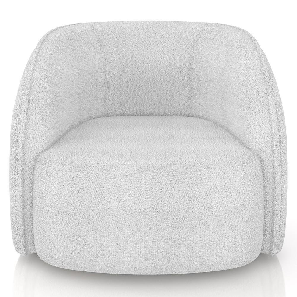 Kit Sofá 4 Lugares Eron 240cm Com Poltrona Giratória Angelina M03 Bouclê Branco - Lyam Decor - 4