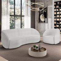 Kit Sofá 4 Lugares Eron 240cm Com Poltrona Giratória Angelina M03 Bouclê Branco - Lyam Decor - 1
