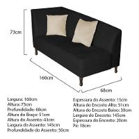 Recamier Heitor 160cm Com Almofada Lado Direito Sintético Preto Bege - 6