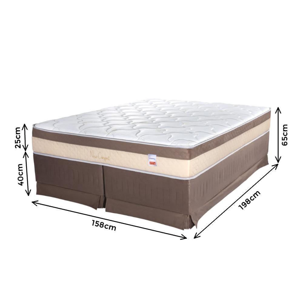 Cama Box Queen Cristalflex New Confort 158x198x65cm Molas Ensacadas Branco Marrom - 2