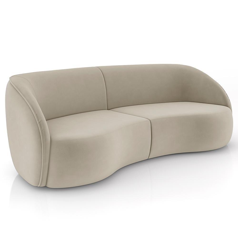 Sofá 4 Lugares Para Sala Living Orgânico 288cm Eron M03 Veludo Bege - Lyam - 2