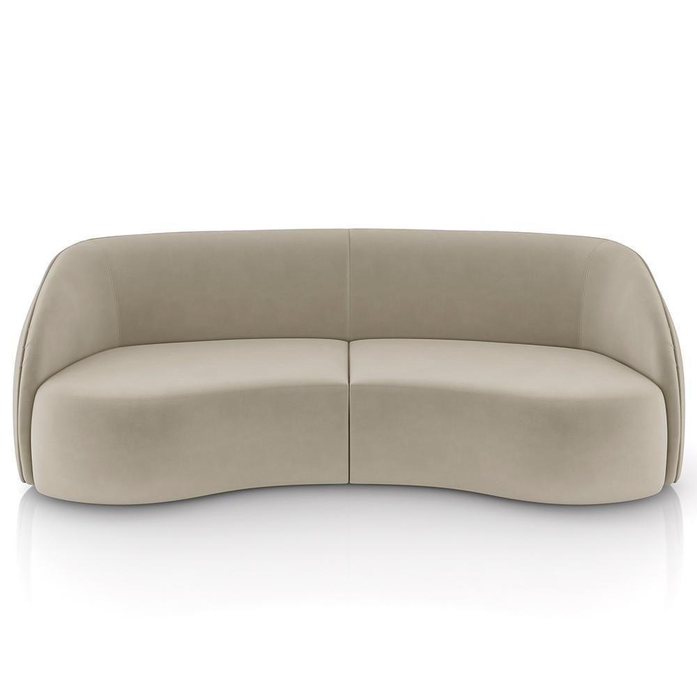 Sofá 4 Lugares Para Sala Living Orgânico 288cm Eron M03 Veludo Bege - Lyam - 3