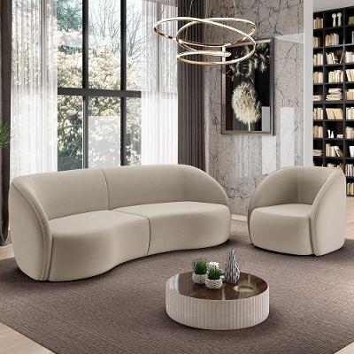 Sofá 4 Lugares Para Sala Living Orgânico 288cm Eron M03 Veludo Bege - Lyam
