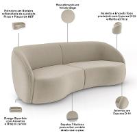 Sofá 4 Lugares Para Sala Living Orgânico 288cm Eron M03 Veludo Bege - Lyam