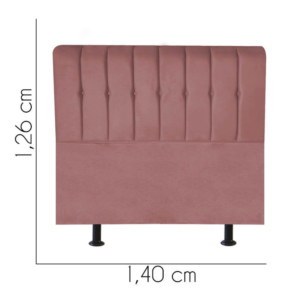 Cabeceira Estofada Kiara 140cm Casal Box Quarto Suede Rose Gold - Gat Magazine - 2