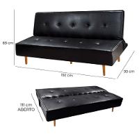 Sofá Cama Silver 3 Lugares 1,92 Shop Das Cabeceiras Preto - 5
