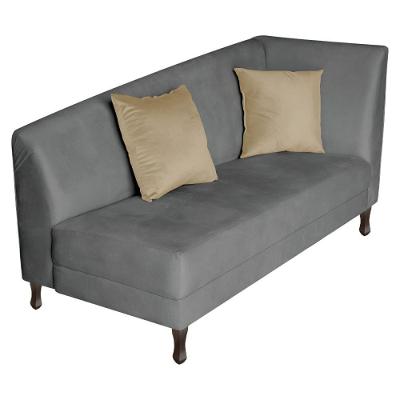Recamier Heitor 160cm Com Almofada Lado Esquerdo Sintético Cor Cinza-bege