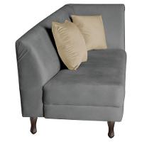 Recamier Heitor 160cm Com Almofada Lado Esquerdo Sintético Cor Cinza-bege - 2