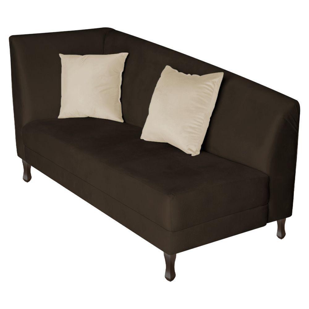 Recamier Heitor 140cm Com Almofada Lado Direito Sintético Cor Marrom-bege - 1
