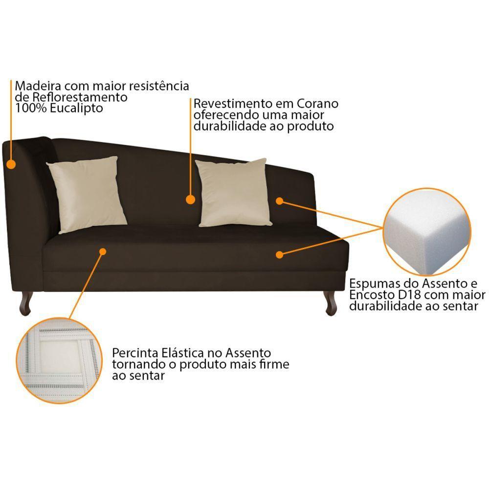 Recamier Heitor 140cm Com Almofada Lado Direito Sintético Cor Marrom-bege - 8