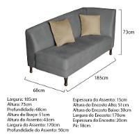Recamier Heitor 185cm Com Almofada Lado Esquerdo Sintético Cinza Bege - 6