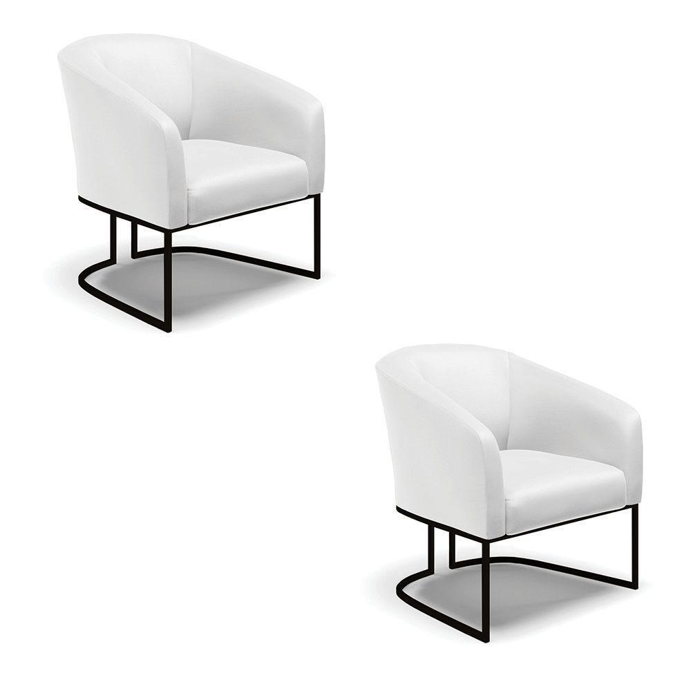 Cadeira Sala De Jantar Industrial Preto Kit 2 Stella Sintético D03 - D\'rossi Cor Branco - 1