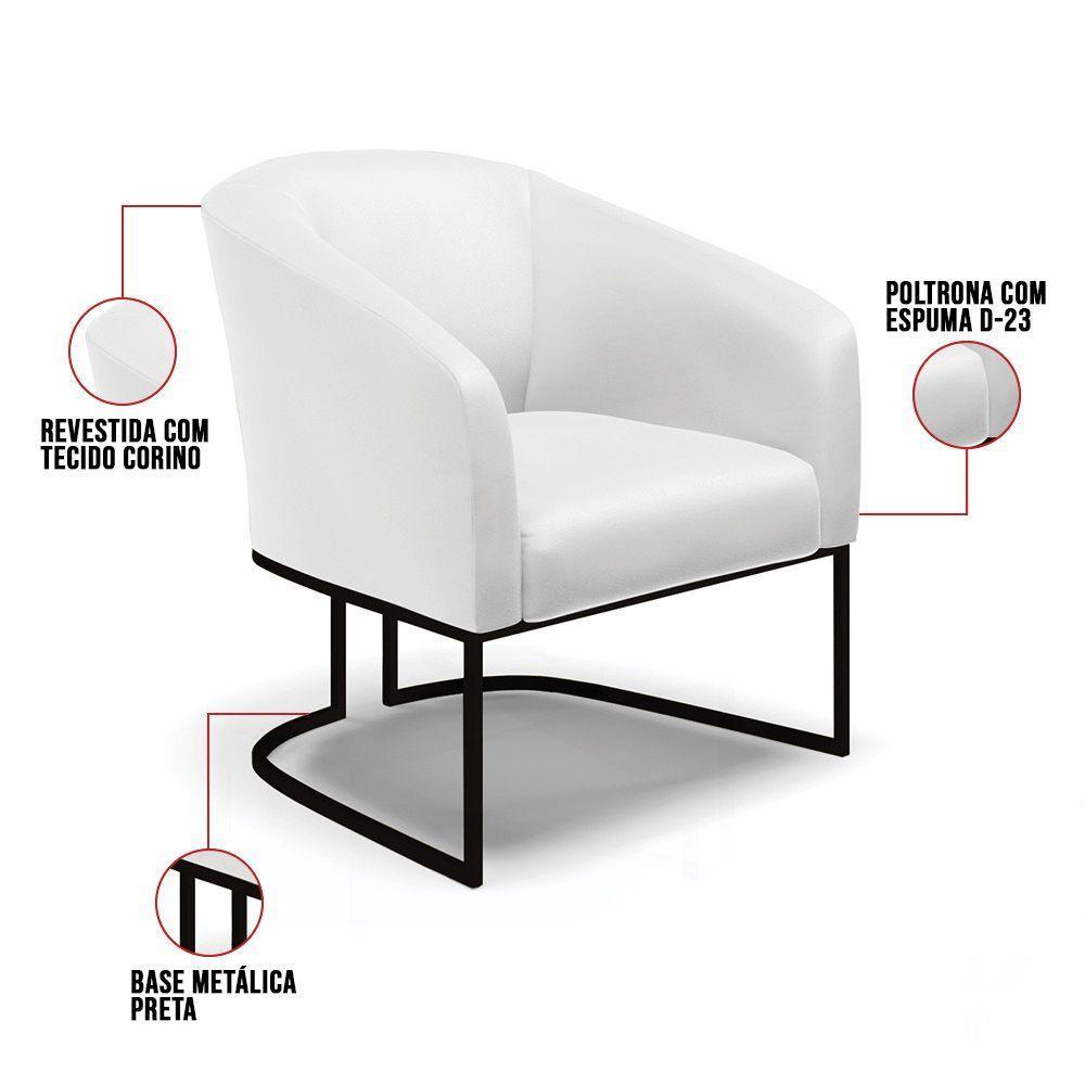 Cadeira Sala De Jantar Industrial Preto Kit 2 Stella Sintético D03 - D\'rossi Cor Branco - 8