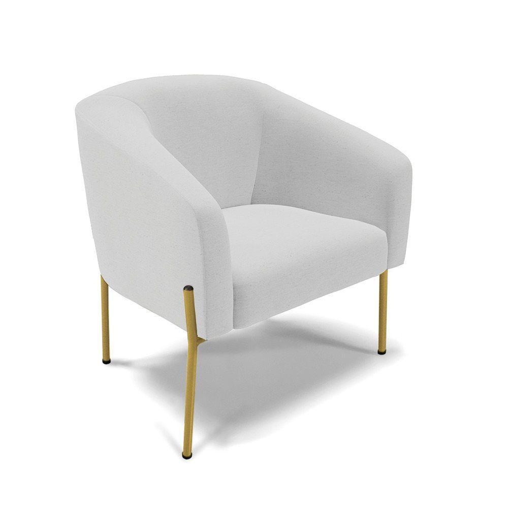 Cadeira Sala De Jantar Pé De Ferro Dourado Kit 2 Stella Linho D03 - D\'rossi Cor Cinza - 4