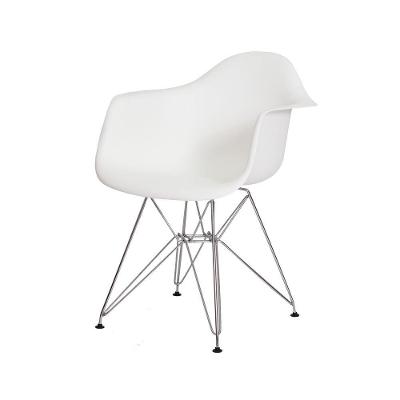 Cadeira Eiffel Eames C/ Braço Base Cromada Branca