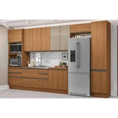 Kit Cozinha Modulada 8 Peças Maxxi 3 Aéreos + 2 Balcões + 1 Complemento+ 2 Paneleiros C8p45 Canela