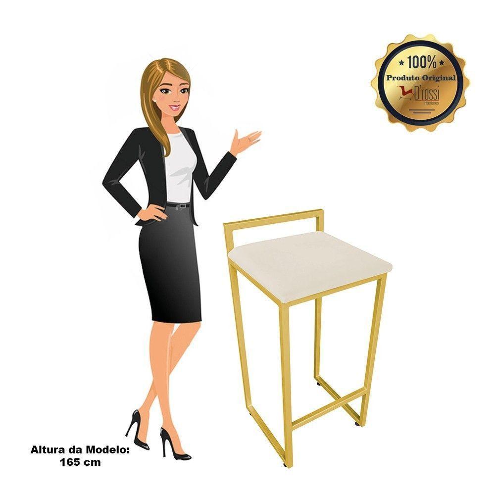 Banqueta Pietra Suede Bege Base Dourado - 6