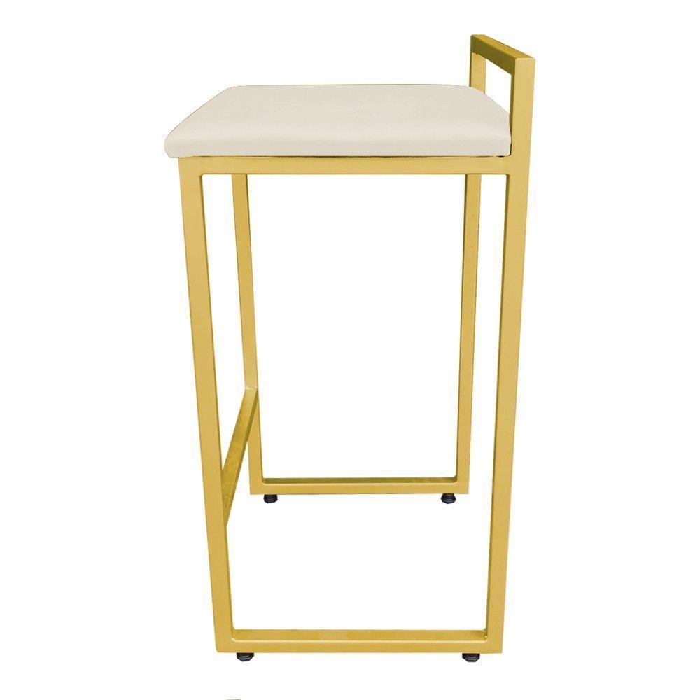 Banqueta Pietra Suede Bege Base Dourado - 7