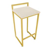 Banqueta Pietra Suede Bege Base Dourado - 1
