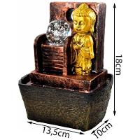 Fonte De água Cascata Buda Dourado Em Resina Bivolt - 2