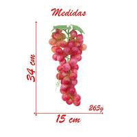 Cacho De Uva Avermelhada Fruta Artificial De Silicone 34cm - 2