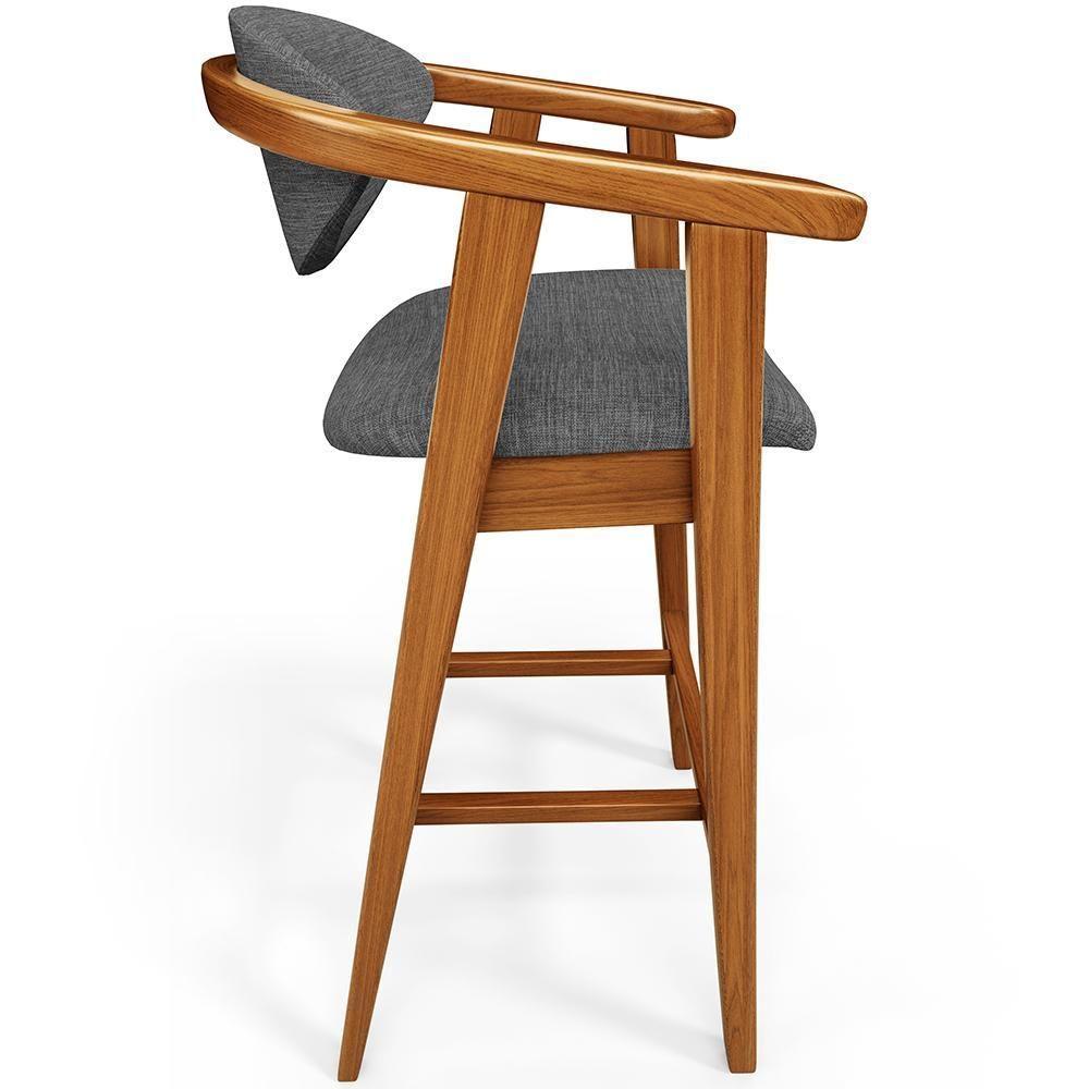 Kit 02 Banquetas Alta Cozinha Bancada Bar Sala De Jantar Fixa Cecília L02 Linho Cinza Escuro - 2