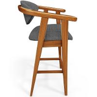 Kit 02 Banquetas Alta Cozinha Bancada Bar Sala De Jantar Fixa Cecília L02 Linho Cinza Escuro - 2