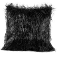 Capa De Almofada Plush Pelúcia Preto 45cm X 45cm Pelo Alto - 1