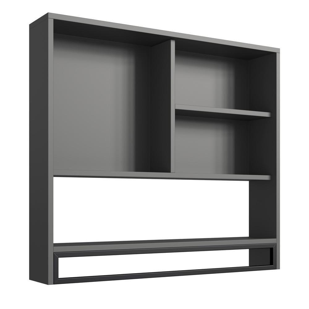 Armario Espelheira Suspenso 80 Cm 2 Portas E Toalheiro P1041 Grafite Pp Milani Store Grafite - 4