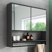 Armario Espelheira Suspenso 80 Cm 2 Portas E Toalheiro P1041 Grafite Pp Milani Store Grafite - 2