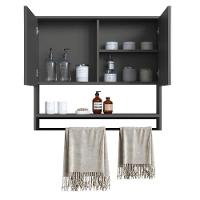 Armario Espelheira Suspenso 80 Cm 2 Portas E Toalheiro P1041 Grafite Pp Milani Store Grafite - 5