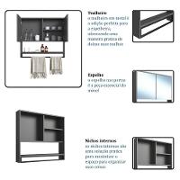 Armario Espelheira Suspenso 80 Cm 2 Portas E Toalheiro P1041 Grafite Pp Milani Store Grafite - 7